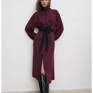 Zara Contrast Belt Dress